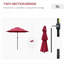 Parasol de marché à manivelle 9 pi avec inclinaison à bouton-poussoir, auvent en polyester de ton rouge, autoportant