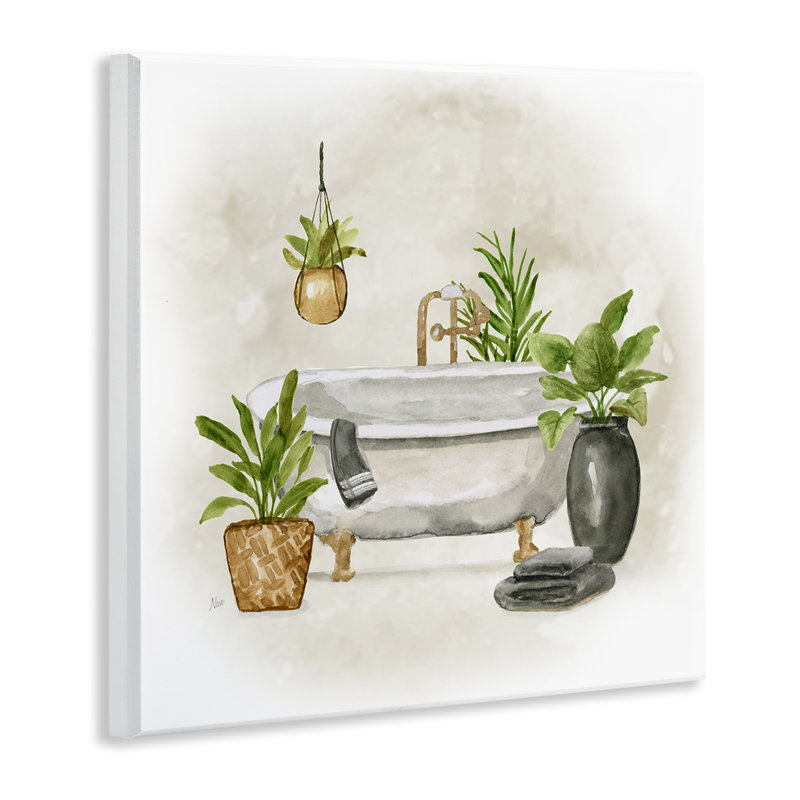 Art mural, "Salle de bain avec plantes" par Nan