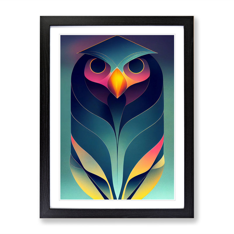 Futuristic Bird - Single Picture Frame Print, Black, 34cm H x 25cm W x 2cm D