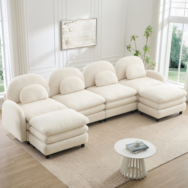 Canapé 4 places Teddy, 35.4" H x 129.1" W x 33.8" D, Beige