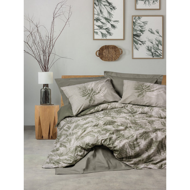 100% Cotton Ranforce Single Quilt Cover Set, Khaki | Includes 53.1 x 78.7 inches Duvet Cover & 31.5 x 31.5 inches Pillowcase | Machine Washable, 145 Thread Count, Button Closure | Soft, Durable, Stylish Bedding
