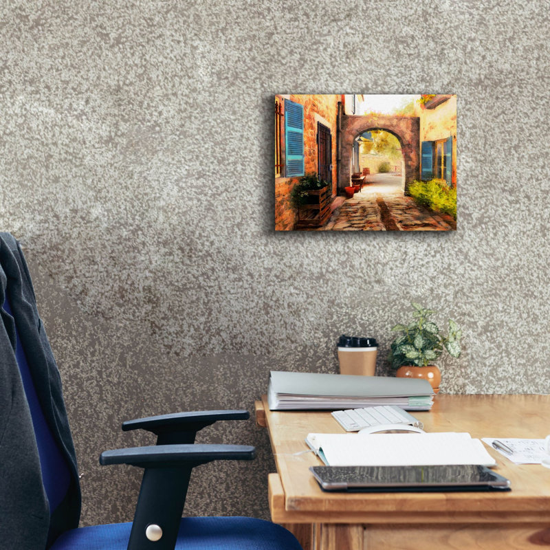  «The Village Archway» par Alonzo Saunders, art mural sur toile, 16 po x 12 po, H 12 po x l 16 po