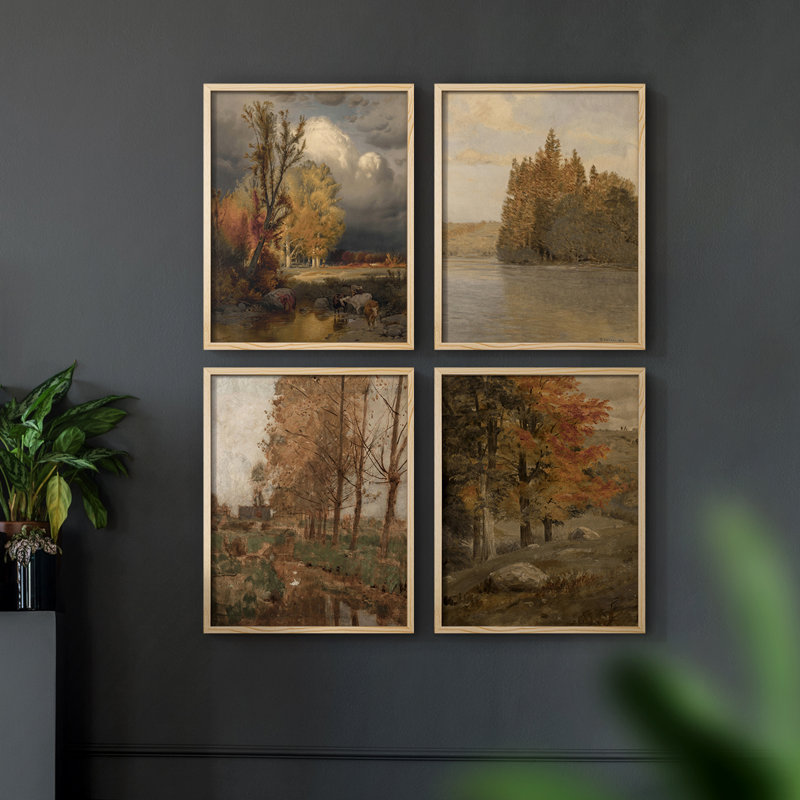«Vintage Landscape», reproduction encadrée CLXIX - ensemble de 4, H 14 po x l 44 po