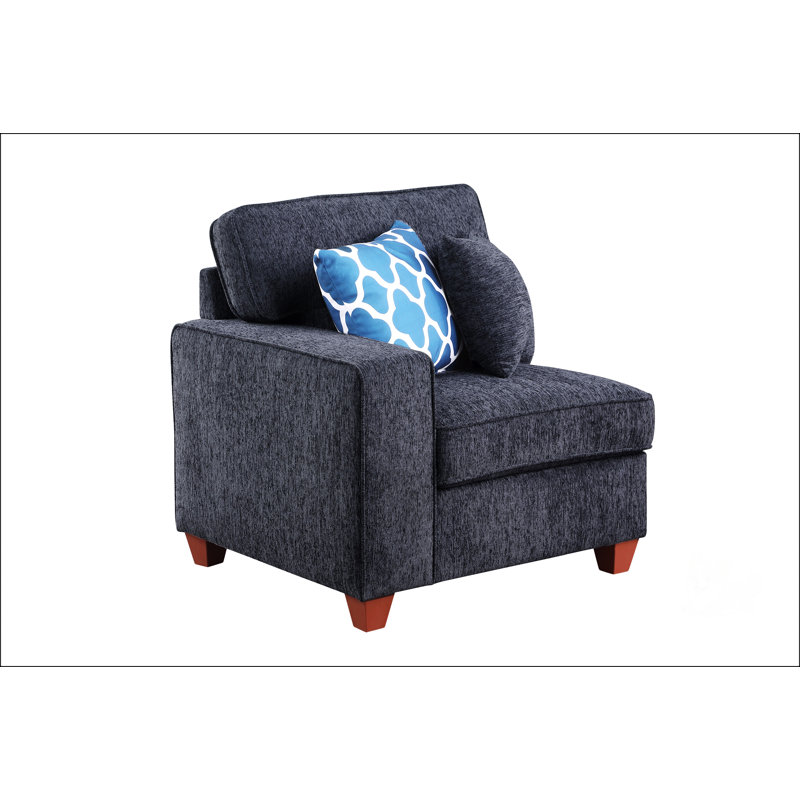 Sectional Sofa With Ottoman, 35" H x 99.25" W x 136.25" D, Black Chenille