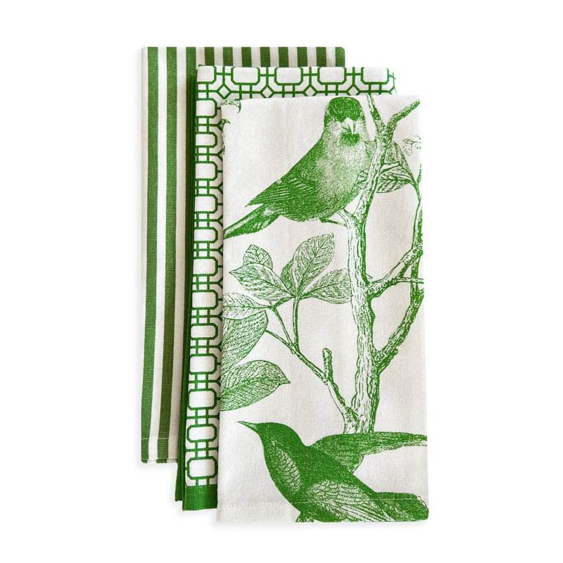 Newport 100% Cotton Square Napkins, Green/White