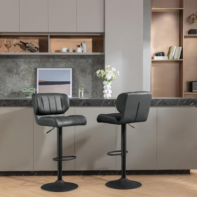 Breider Swivel Upholstered Adjustable Height Counter Stool with Metal Frame