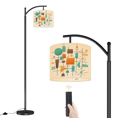 Lampe sur pied en arc des années 50 de style Mid-Century rétro rétro moderne des années 1950 Mod des années 50 avec lampes géométriques avec télécommande DEL Abat-jour réglables Hautes lampes pour lire Bureau Salon