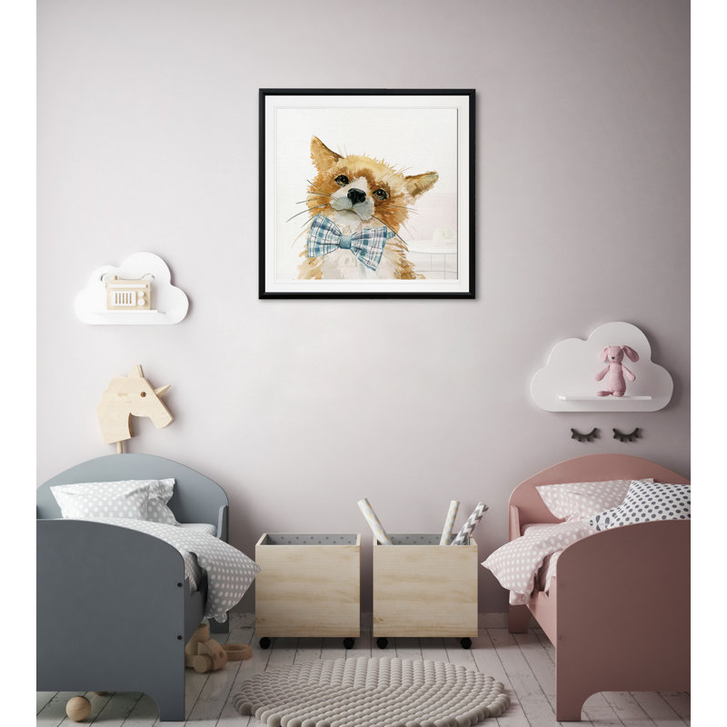 «Cute Critter Fox», art sur toile, H 30,5 po x l 30,5 po x P 1,5 po, Cadre plastique noir