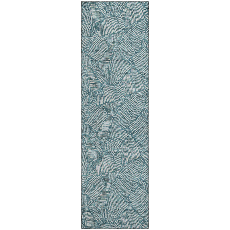 Premium Machine Washable Prisco Teal Rug, Runner 2'3" x 7'6"