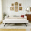 Lit de jour simple avec canapé-lit rembourré avec rayures verticales, tissu en lin, beige-1215897317-1215914264