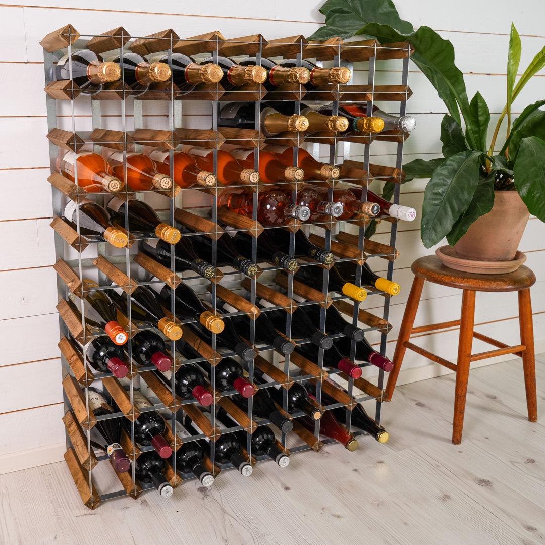 Wine rack for 90 bottles. Made of Swedish pine wood and produced in Sweden. The rack is delivered flat-packed.