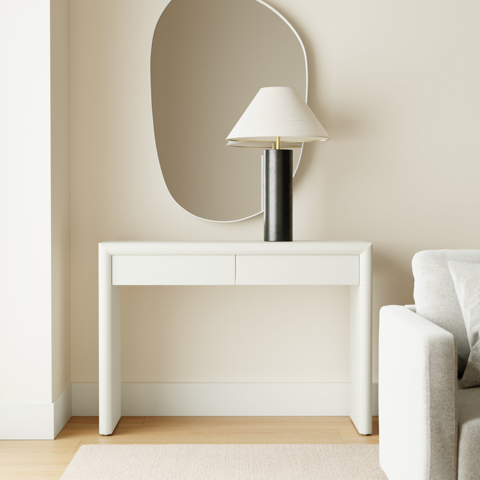 Valorie 45" Console Table, Ivory