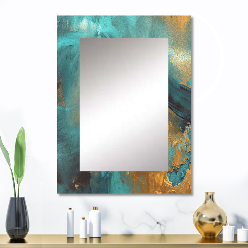 Méditerranée - soleil II - miroir abstrait, miroir mural moderne unique, impression d'art en métal, 32 po x 24 po