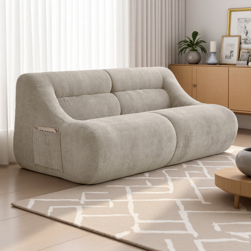 Canapé chaussures dans une boîte, canapé 2 places en mousse viscoélastique, sans installation et facile à transporter, canapé moderne à assise profonde avec tissu chenille