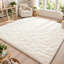 Tapis blanc crème à poils longs 8 pi x 10 pi avec mousse à mémoire de forme et envers antidérapant