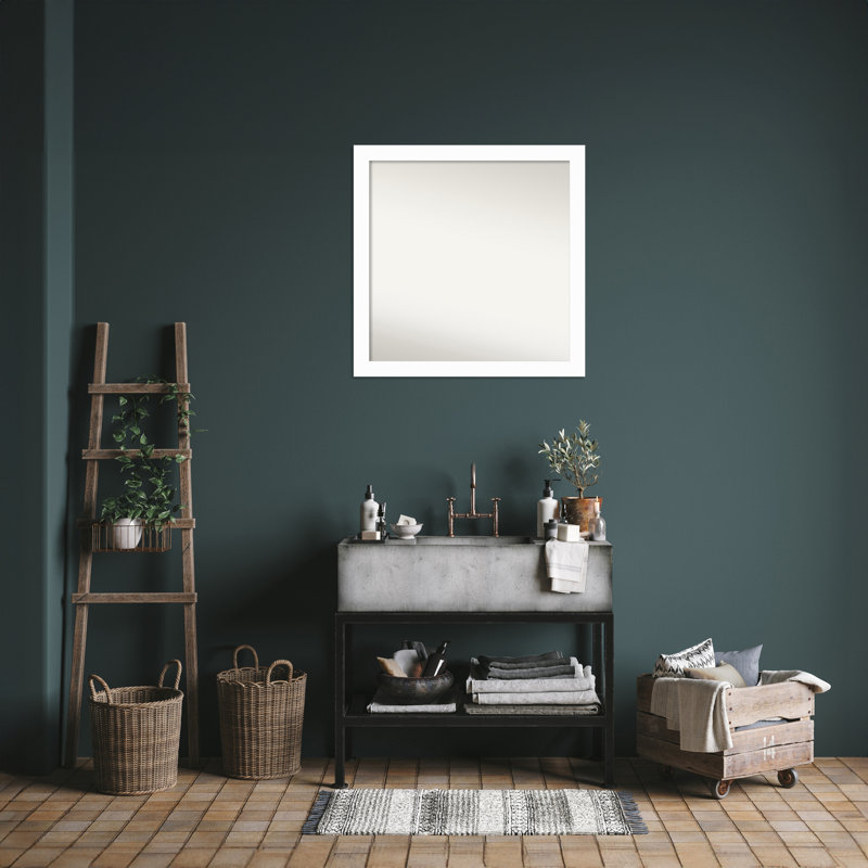 Miroir mural Jini, Blanc, Carré, 29,5 po x 29,5 po