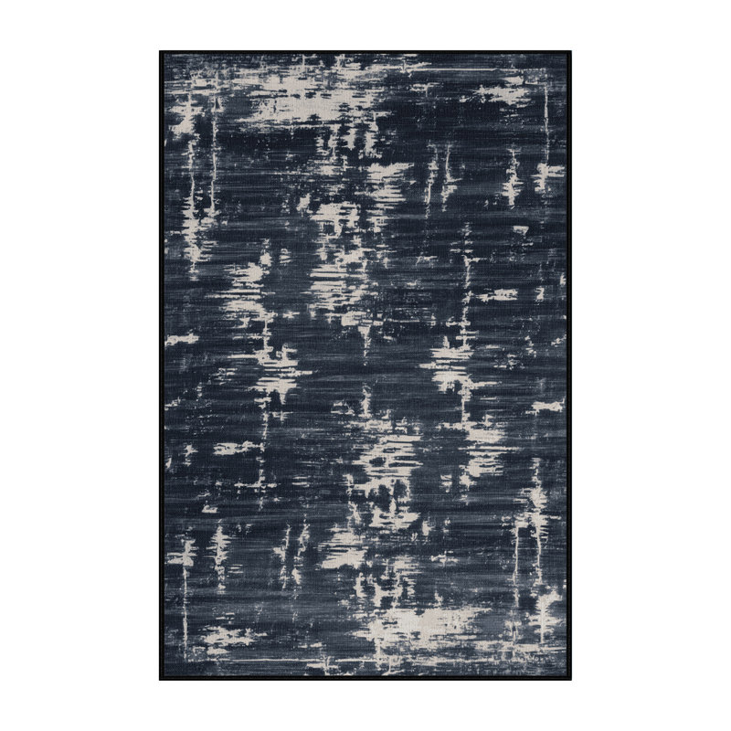 Machine Washable Abstract Gray Area Rug, Rectangle 8' x 10'