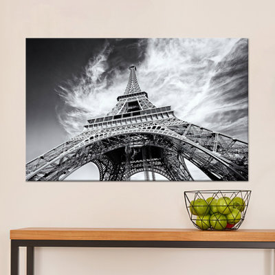 Reproduction sur toile de la Tour Eiffel: Élégante œuvre de paysage de Paris, toile tendue 1P