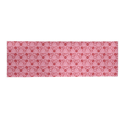 Tapis rose/rouge fait main géométrique
