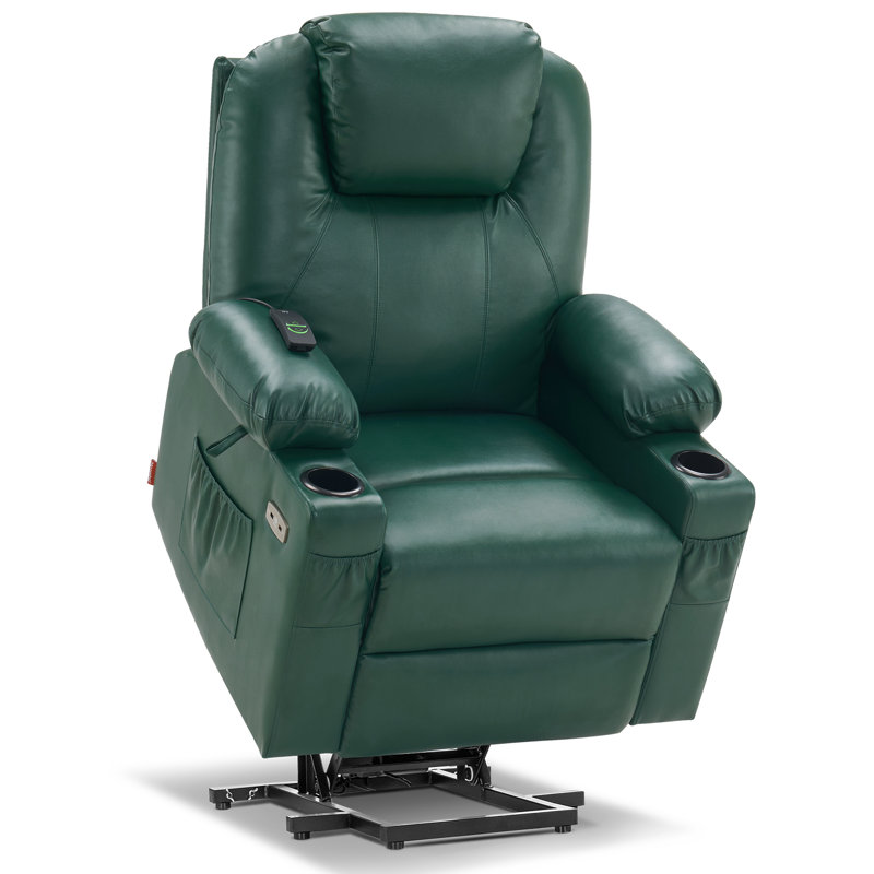 87.9cm Wide Lift Assist Standard Recliner with Massager, Blackish Green 