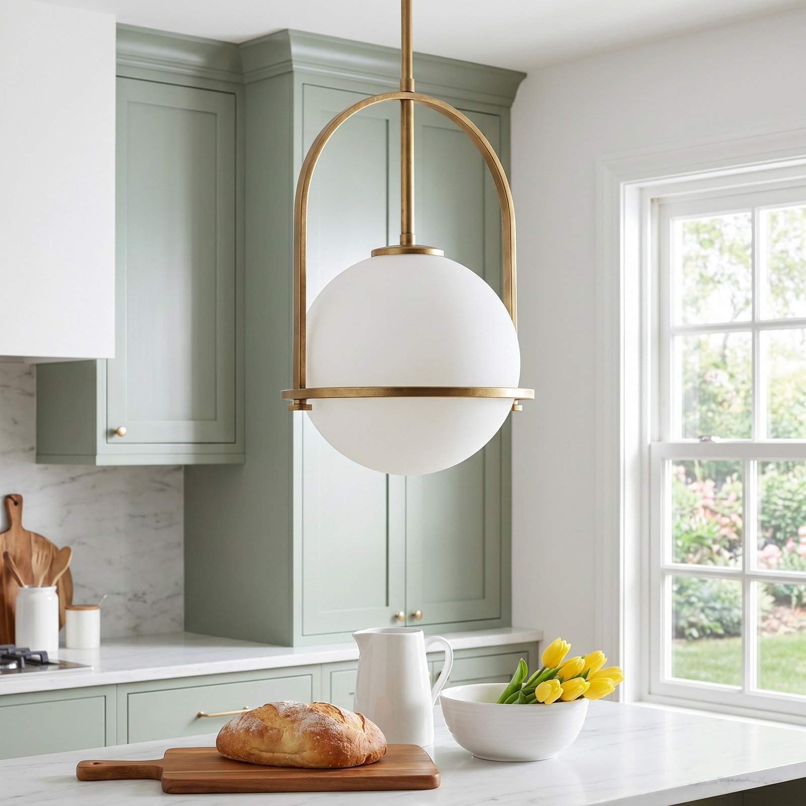 Arie Dimmable Single Light Pendant, 19" H x 15.5" W x 15.5" D, Heritage Brass