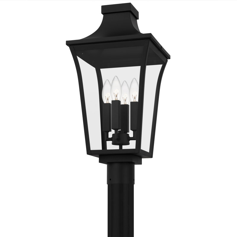 Graysie 4-Light Earth Black Outdoor Post Lantern