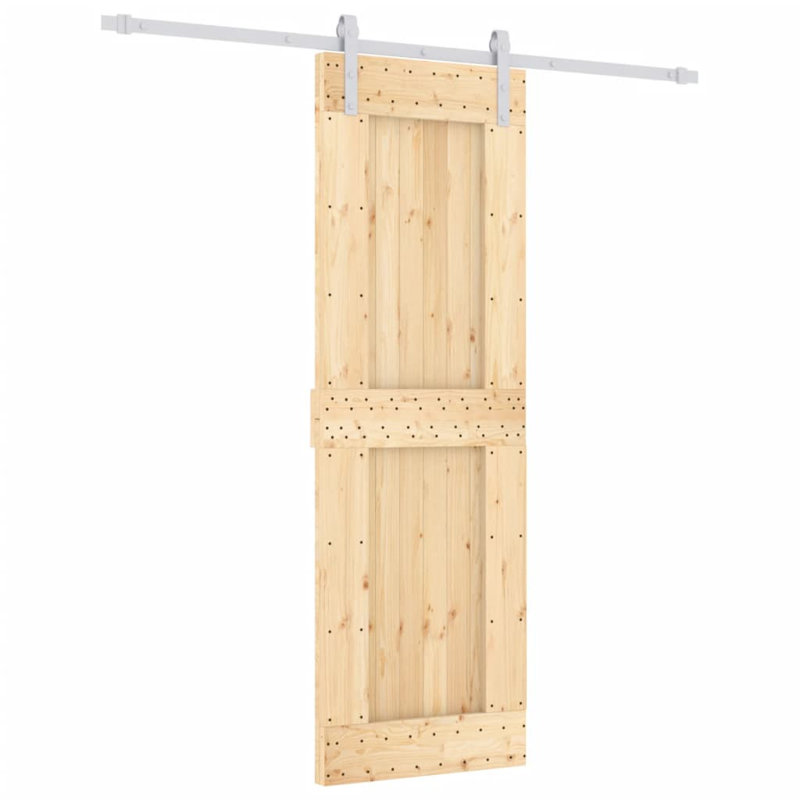 Porte coulissante avec quincaillerie Vidaxl, 27,6 po x 82,7 po, Noir/naturel