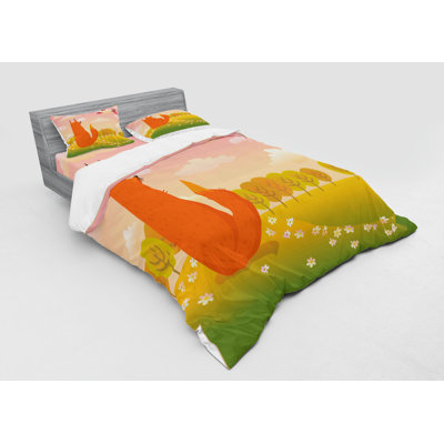Ensemble de housse de couette en microfibre orange / lilas / vert
