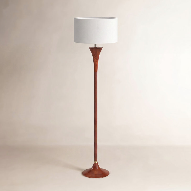 Lampe sur pied 60 po Remmy, Noyer/laiton antique