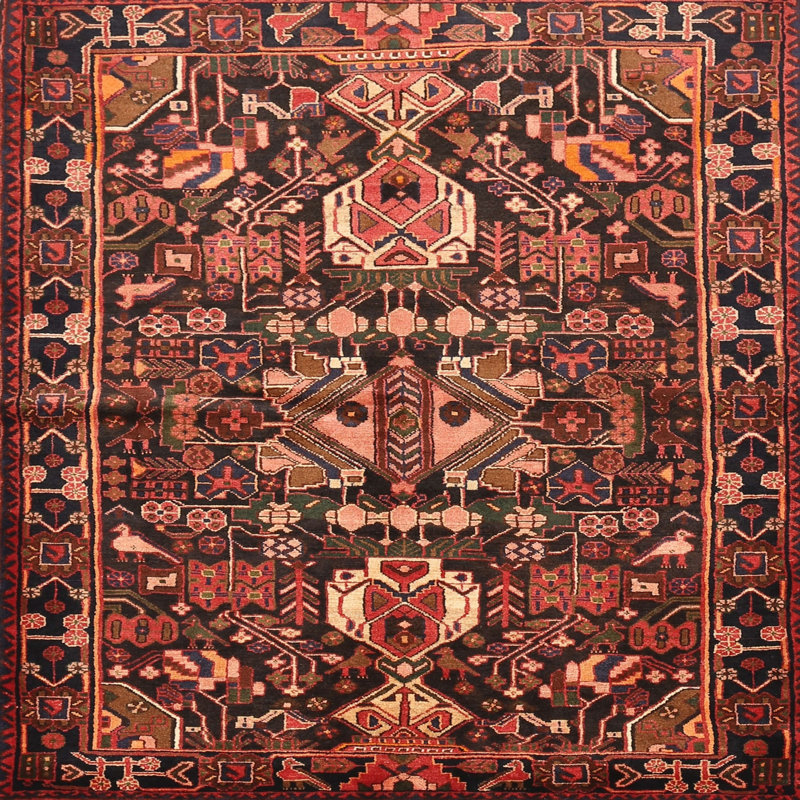 Tapis brun / rouge traditionnel, Rond 3 pi