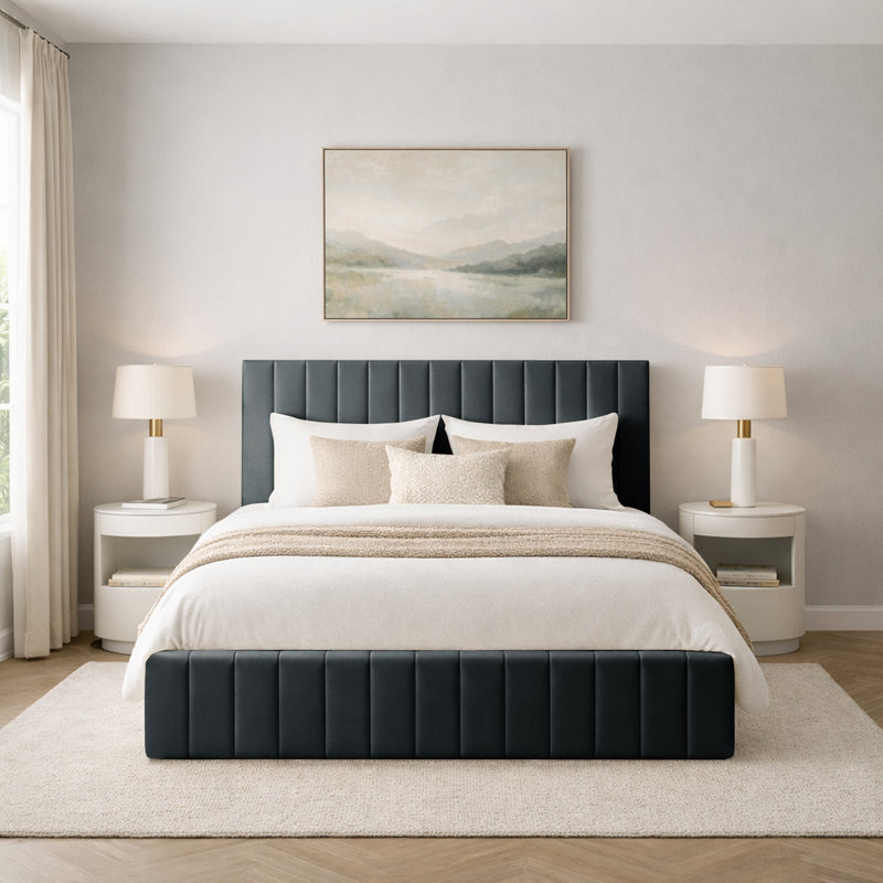 Morgana Upholstered Storage Bed Frame    , Single (3'), Asphalt