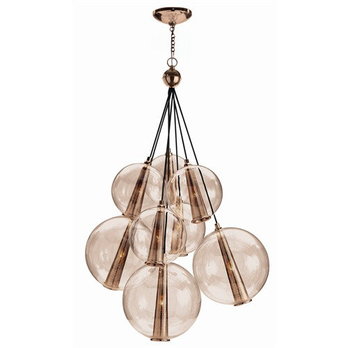 Laura Kirar 8 - Light Pendant, 51" H x 28" W x 28" D, Brown Nickel/Smoke
