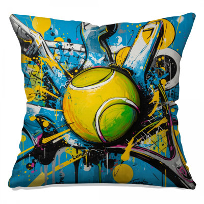 Tennis Ball Splash Art Double Sided Throw Pillows