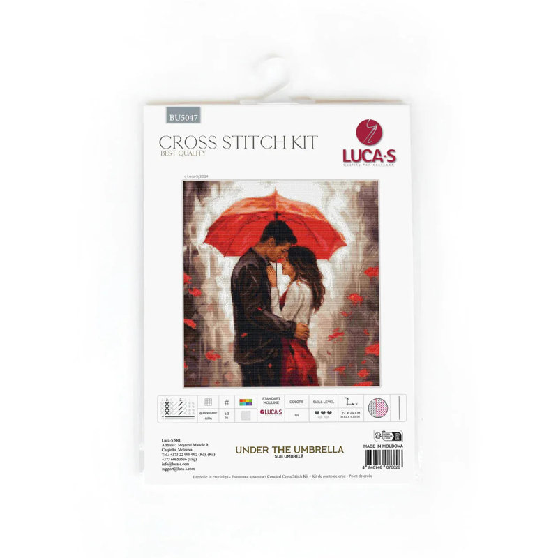 Ensemble de points de croix comptés sous le parapluie Couple romantique par Luca-S bu5047l