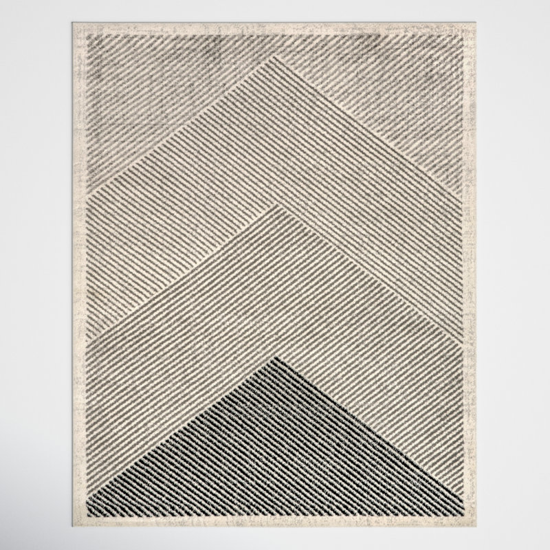 Modern Mountain Striped Area Rug, Rectangle 8' x 10'