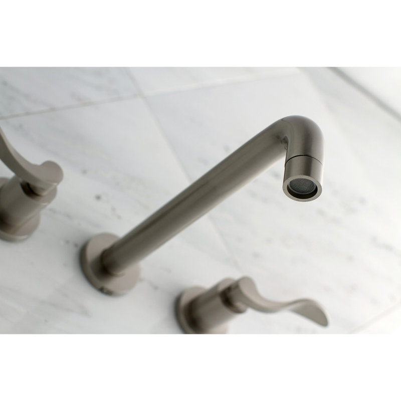 Kingston Brass NuWave Two-Handle 3-Hole Wall Mount Roman Tub Faucet, Brushed Nickel