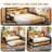 Daybed With Trundle, Heavy Duty Metal Twin Bed Frame With Led Lights & 2-tier Storage Shelves-1644285570