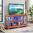 Vintage LED Curio Display Cabinet - Antique Glass Door Showcase With Adjustable Shelves For Collectibles, Four-Door Design Ideal For Home Or Office Décor-OAK