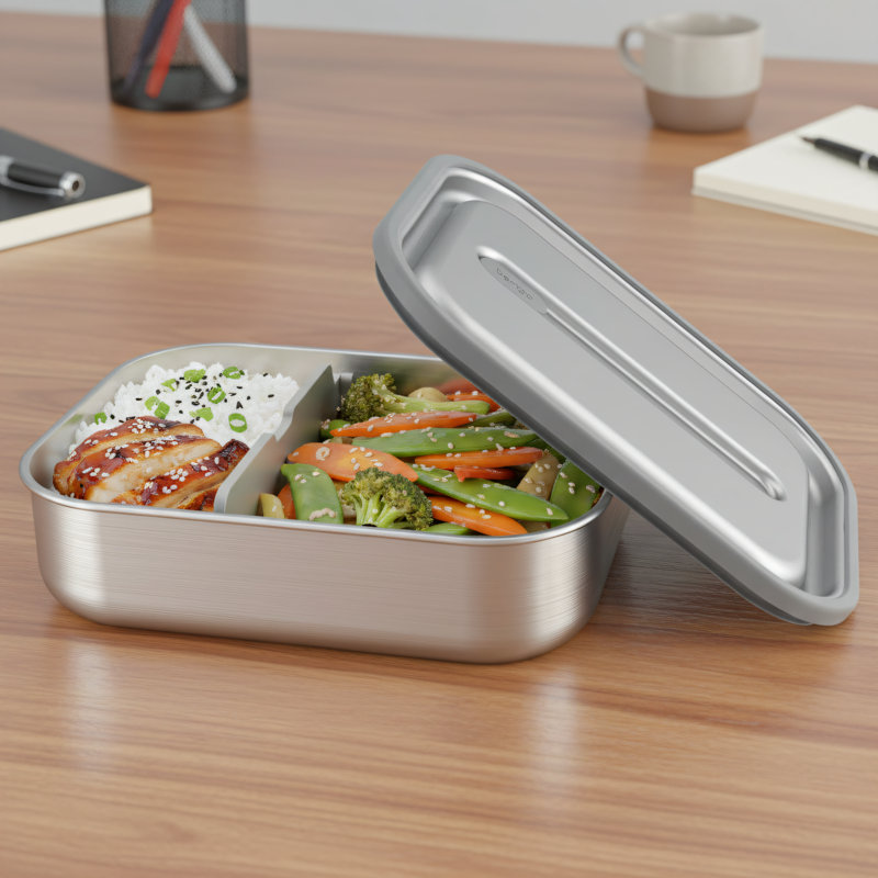 Stainless Steel, Japanese-Style Leak-Proof Lunch Box, Microwave-Safe With Removable Divider And Sealing Lid, Odor-Proof, Stain-Resistant, And Sustainable Design.