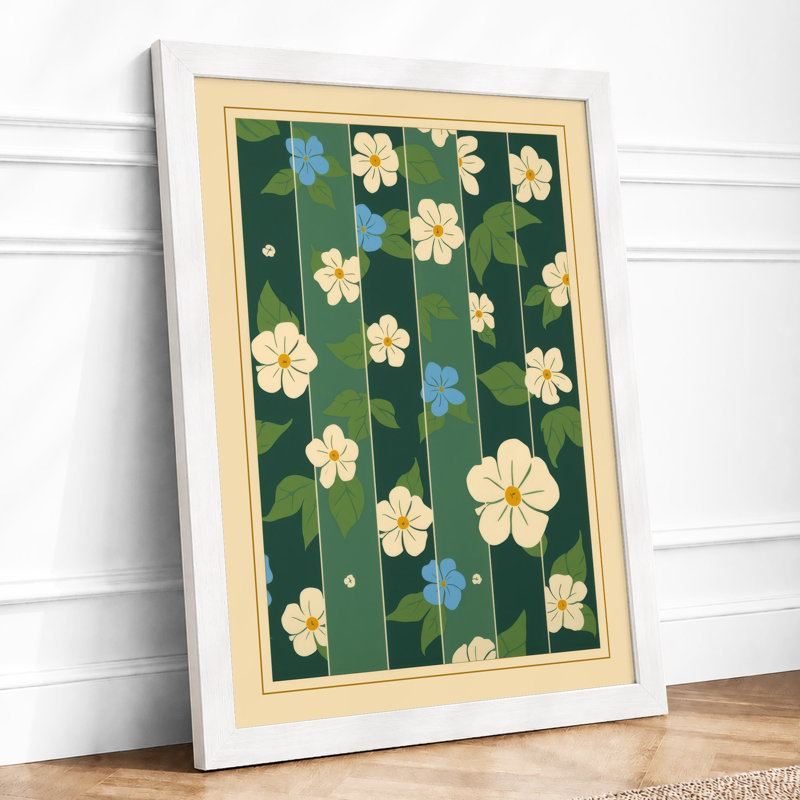 Scattered Florals Botanical - Framed Print, A4 - 29.7 x 21.0 cm, White