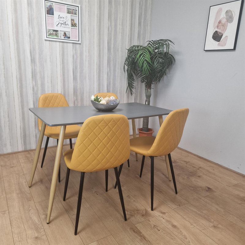 Morrice 4 - Person Dining Set, Mustard, Grey