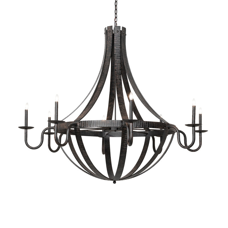 Lustre 10 lumières 48 po, H 151 po x l 60,5 po x P 60,5 po, Fève de café, 8