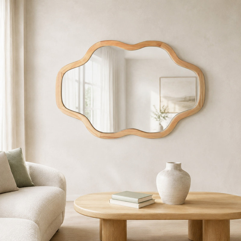 Miroir de meuble-lavabo mural, Bois naturel