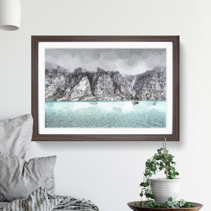 Fog over Baffin Island in Canada in Abstract - Picture Frame Graphic Art Print, 36cm H x 48cm W x 2cm D, Walnut Framed