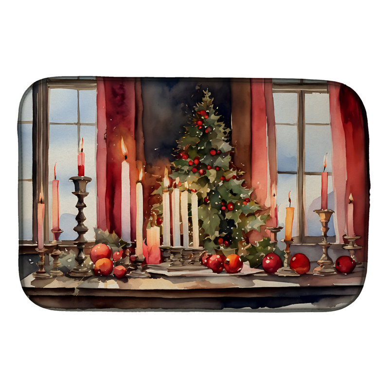 Christmas Candles Dish Drying Mat