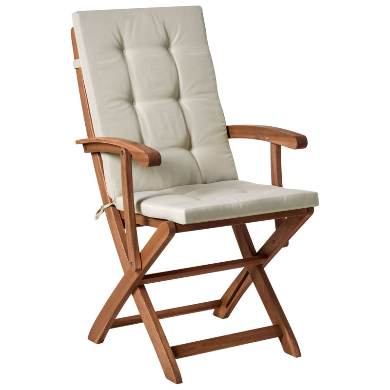 Set of 2 Garden Chairs with Cushions MAUI PREMIUM Acacia Wood, Taupe