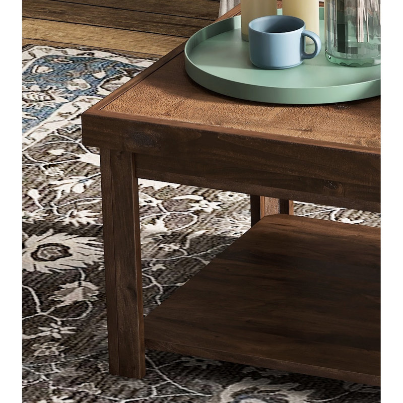 Table d'appoint carrée rustique 24 po, finition couleur whisky, sans assemblage, assemblage en aulne noueux et placage requis, placage, style transitionnel