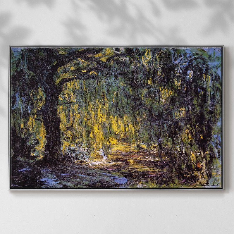 «Weeping Willow 2», reproduction d'art sur toile encadrée, H 27 po x l 41 po x P 2 po, Argent