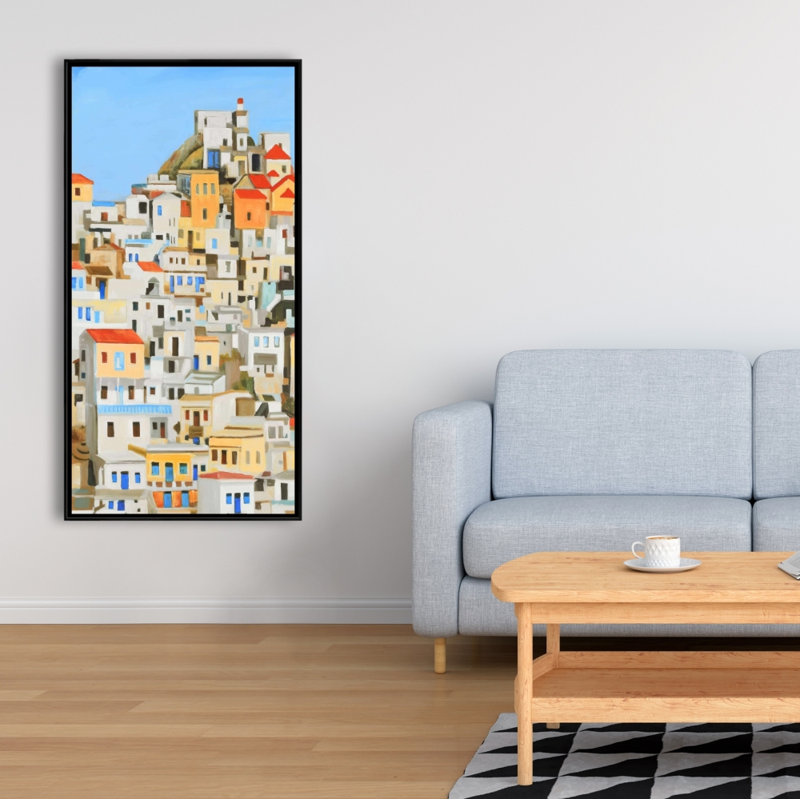 Small houses in greece - 24"x48" Framed canvas