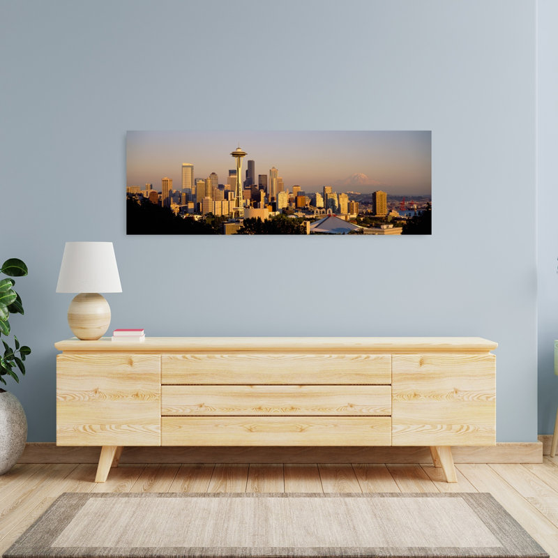 High angle view of buildings in a city Seattle Washington State USA 1 Piece Wrapped Canvas Panoramic Wall Art